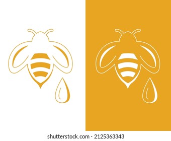 bee and honey drop icon, logo vector illustration  