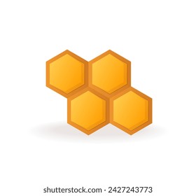 Abeja y miel elemento de conjunto colorido. Combina con maestría elementos de diseño y dibujos animados, capturando panales de abeja en un encantador estilo natural con tonos amarillos vibrantes. Ilustración vectorial.