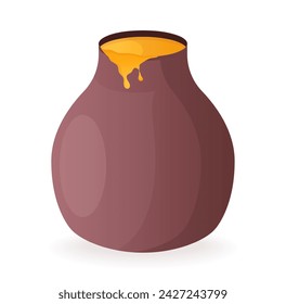 Bee and honey element of colorful set. This illustration merges design and cartoon design to present a jug of honey in a nature-inspired style. Vector illustration.