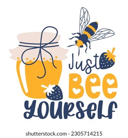 Bee and honey Hand drawn motivation lettering phrase in modern calligraphy style. Inspiration slogan for print and poster design. Vector illustration