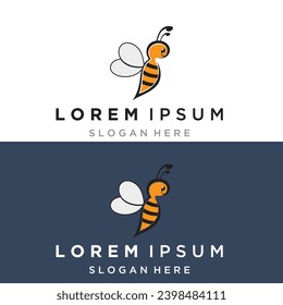 Bee honey with honeycomb modern logo vector illustration design