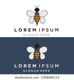 Bee honey with honeycomb modern logo vector illustration design