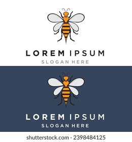 Bee honey with honeycomb modern logo vector illustration design