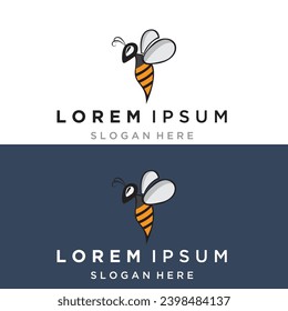 Bee honey with honeycomb modern logo vector illustration design