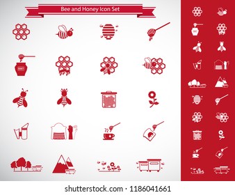 Bee and honey icon set