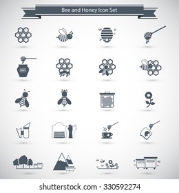 Bee and honey icon set