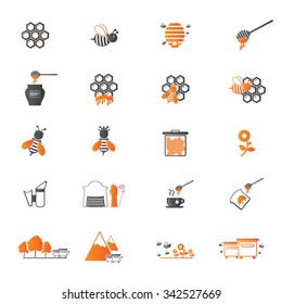 Bee and honey icon set