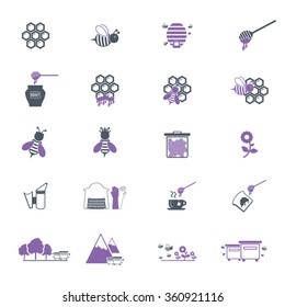 Bee and honey icon set