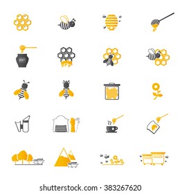 Bee and honey icon set