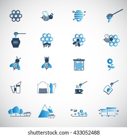 Bee and honey icon set.