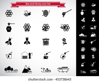 Bee and honey icon set