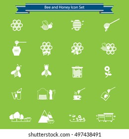 Bee and honey icon set