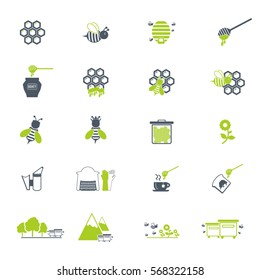 Bee and honey icon set