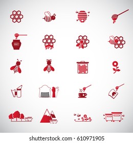 Bee and honey icon set