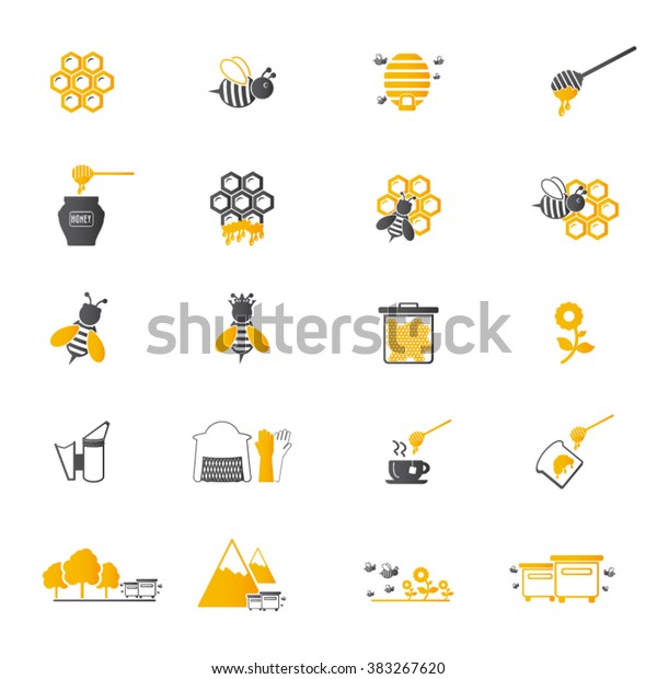 Bee Honey Icon Set Stock Vector (Royalty Free) 383267620 | Shutterstock