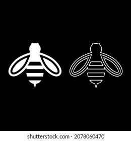 Bee honey icon white color vector illustration flat style simple image set