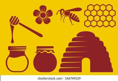 bee and honey icons 