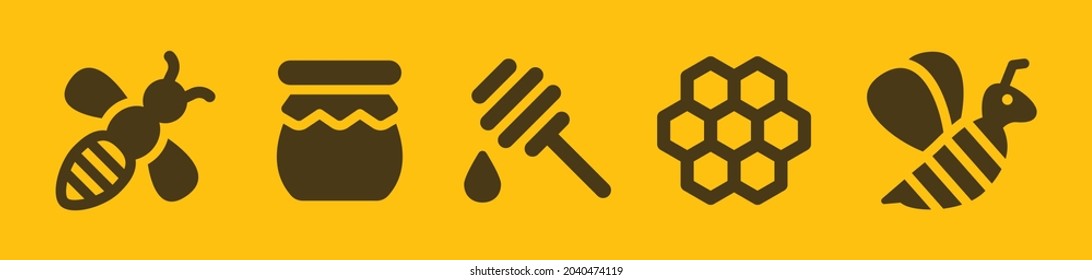 Iconos de abeja y miel.