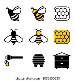 Bee and honey icons set,vector