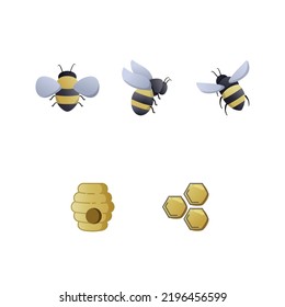 bee and honey illustration collections set