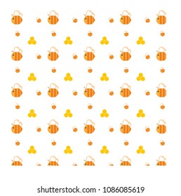 Bee and Honey isolated pattern.