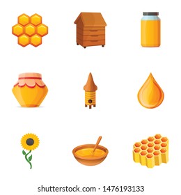 Bee honey jar set. Cartoon set of 9 bee honey jar set vector for web design isolated on white background
