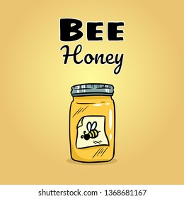 Bee honey jar web icon. Vector cartoon style logo image