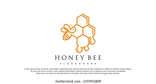 Bee honey logo with creative design premium vector