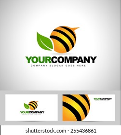 Bee / Honey Logo Design. Abstract Bee Logo Vector with business card template.
