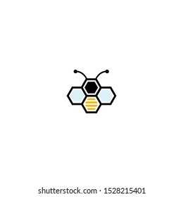 Bee and honey logo design. Bee hexagon. Icon.