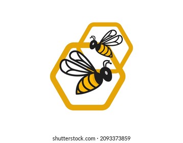 The bee and honey logo design inspiration. Healthy drink and food.