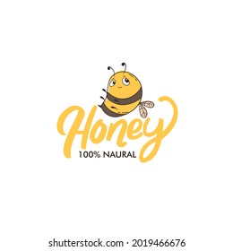Plantilla de diseño del logotipo de la miel de abeja. Estilo lineal. Ilustración del vector