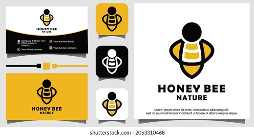bee honey logo design template