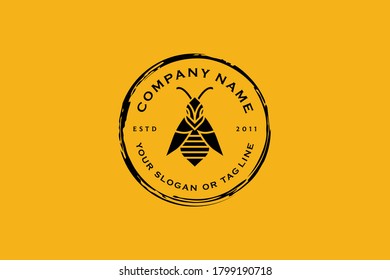 Bee Honey Logo design Vector template