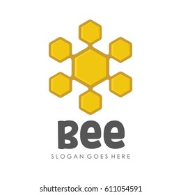 Bee and honey logo full vector for template,icon, and logotype