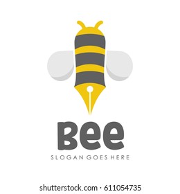 Bee and honey logo full vector for template,icon, and logotype