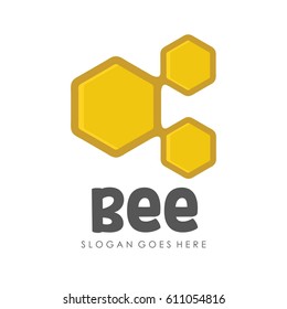 Bee and honey logo full vector for template,icon, and logotype