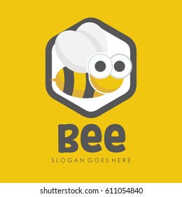 Bee and honey logo full vector for template,icon, and logotype