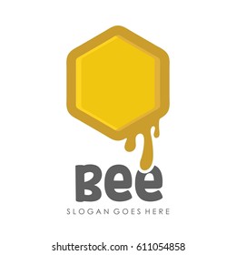 Bee and honey logo full vector for template,icon, and logotype