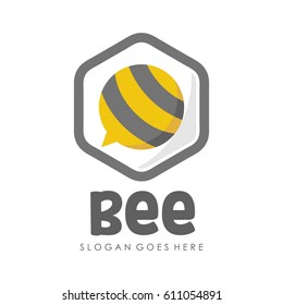 Bee and honey logo full vector for template,icon, and logotype