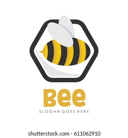 Bee and honey logo full vector