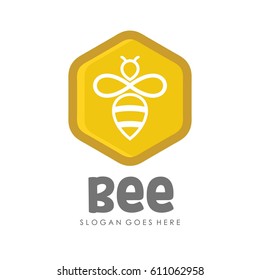 Bee and honey logo full vector