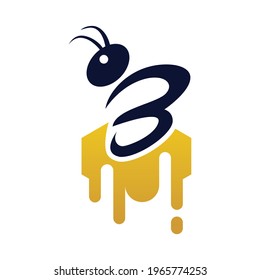 Bee with honey logo vector