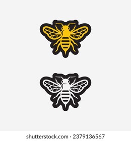 bee and honey logo vector design and insect animal illustration