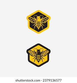 bee and honey logo vector design and insect animal illustration