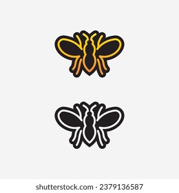 bee and honey logo vector design and insect animal illustration