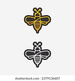bee and honey logo vector design and insect animal illustration