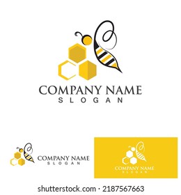 Bee honey logo vector icon symbol illustration design template