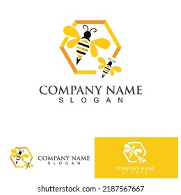 Plantilla de diseño de símbolo de icono del logotipo de miel de abeja