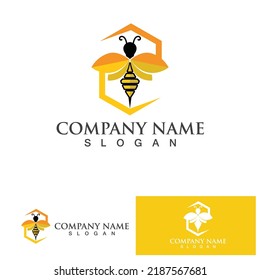 Bee honey logo vector icon symbol illustration design template